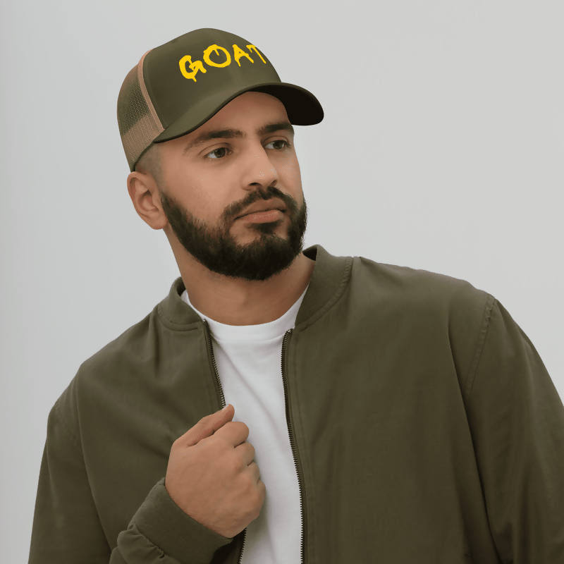 Bogosplit CCA Goat Trucker Hat Model