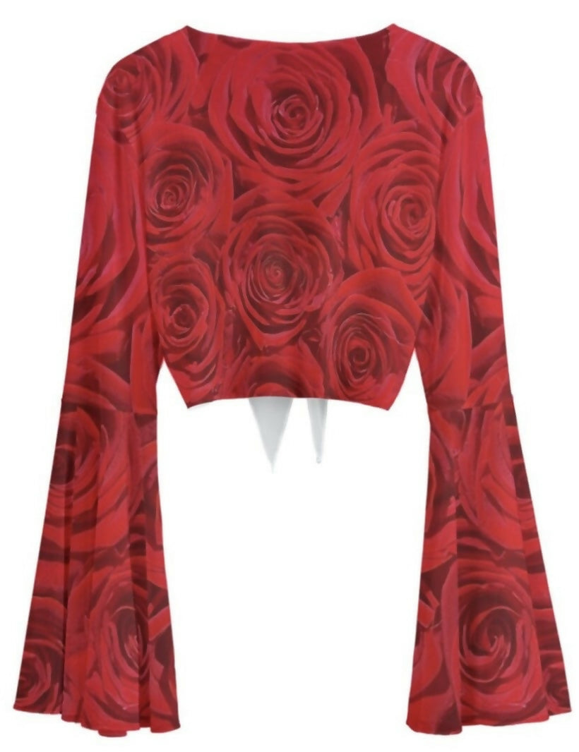 Women’s Bell Sleeve Sheer Chiffon Blouse Sizes S-5-XL