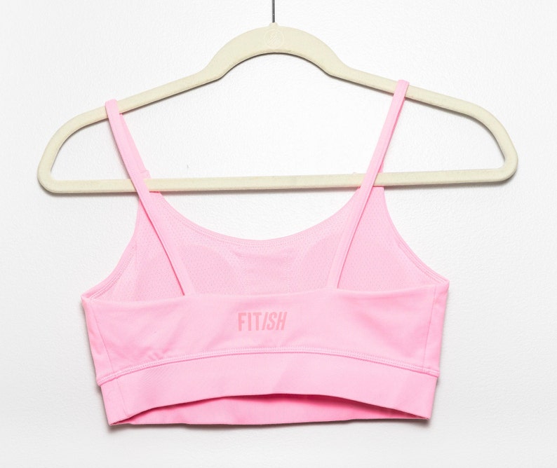 neon pink sports bra