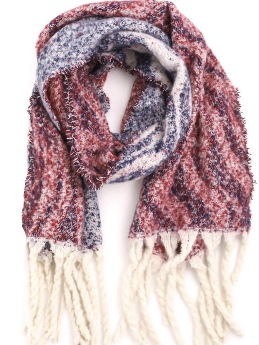 WAVY PRINT FRINGE SCARF