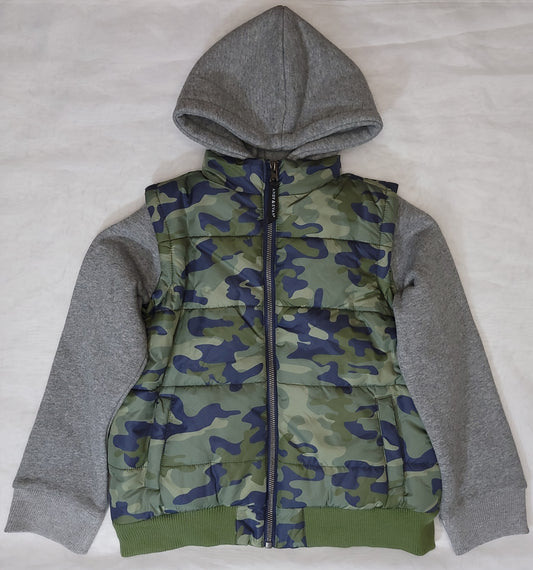 Hooded Puffer Vest - Grey/Camo