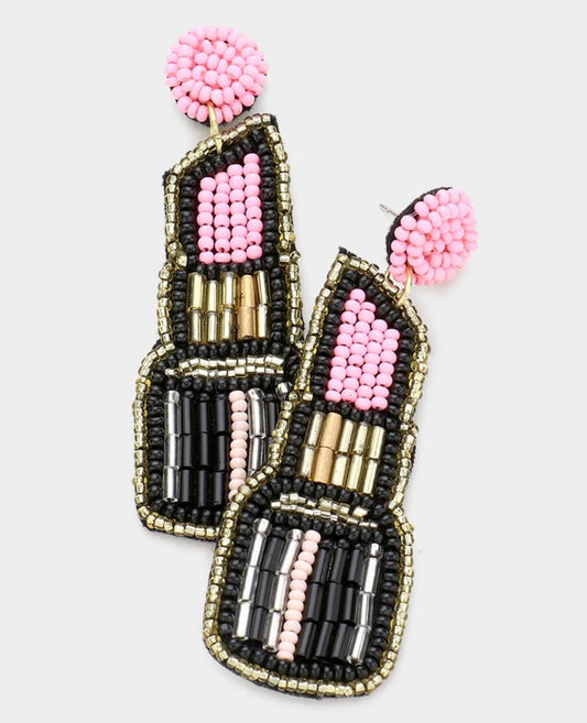 Beaded Lipstick Studs PINK