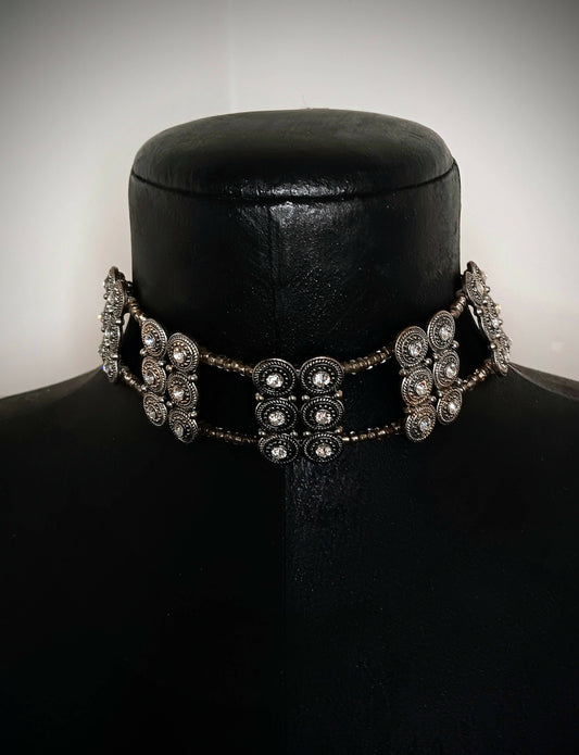 Pewter & Glass Beaded Choker