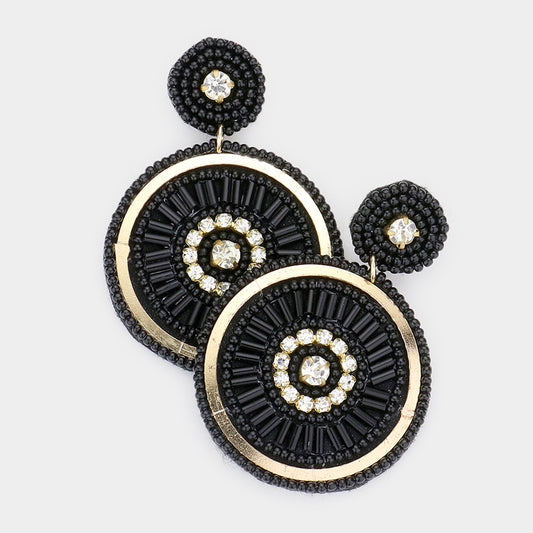 Black & Gold Disc Earrings