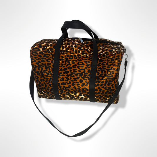 Leopard Print Wax and Vegan Leather Weekend Bag