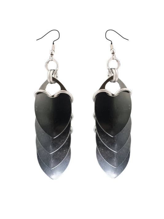 Black Scale - Large Fringe Earrings