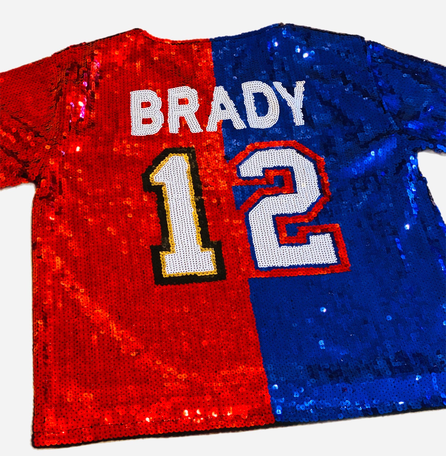 Red/Blue Sequin Tom Brady Shirt