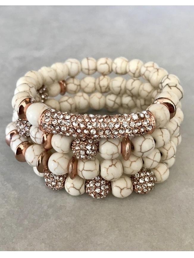 STACKED STONE AND CRYSTAL BRACELETS