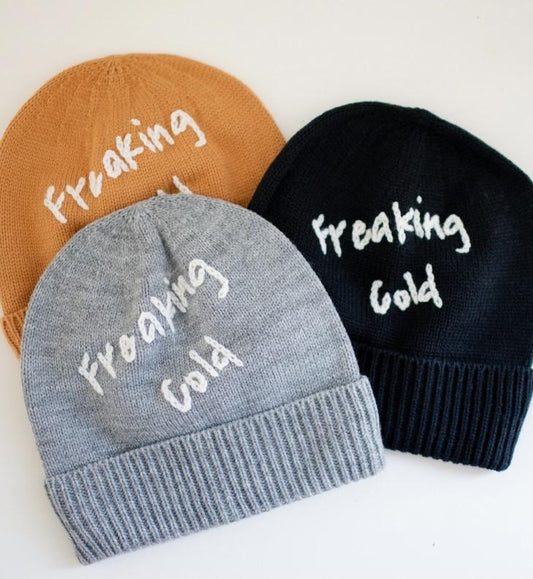 'FREAKING COLD' HAND-STITCHED BEANIE | 3 - COLORS AVAILABLE