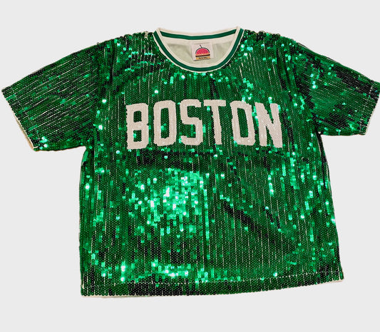 Green Sequin Boston Shirt
