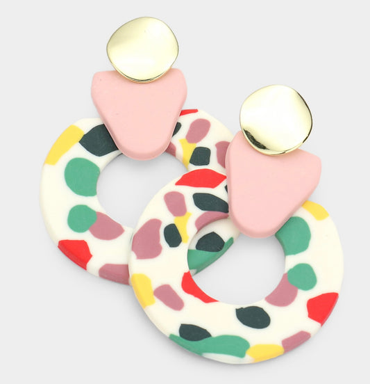 Multi Print Clay Earrings