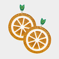 Glittered Resin Orange Dangle Earrings