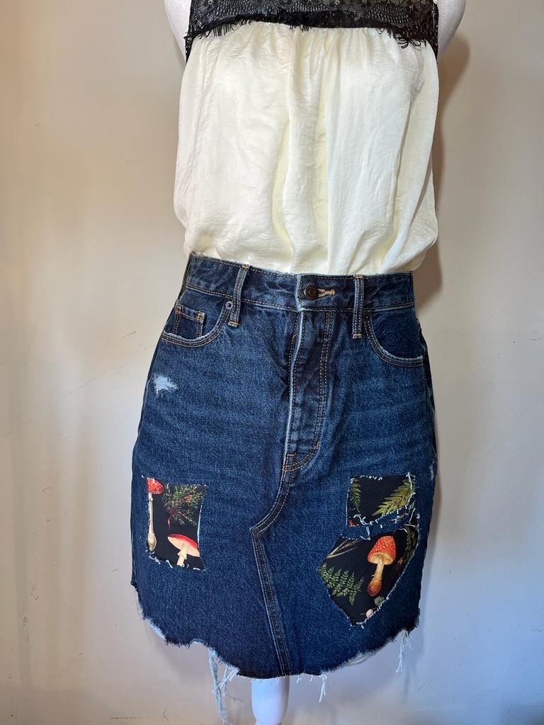 Mushroom denim skirt