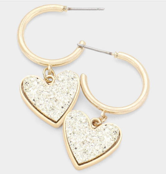 Dangle Heart Earrings Gold