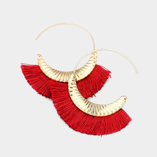 Red Fan Tassel Earrings