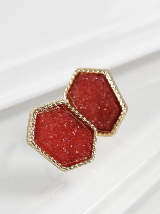 MARQUEE SHAPE DRUZY STUD EARRINGS