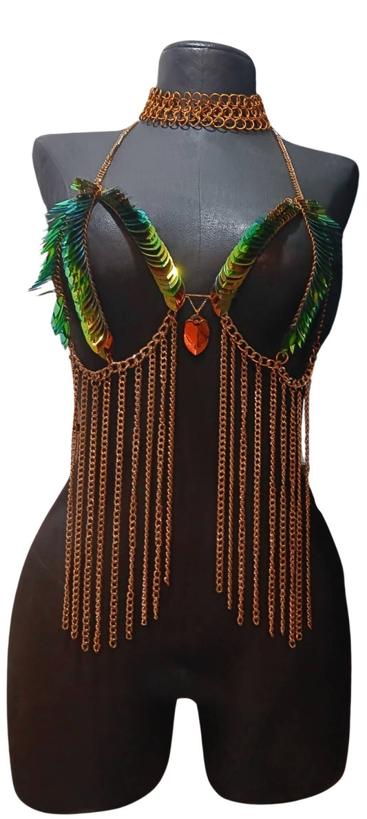 Aurora Borealis & Chain Fringe Bralette