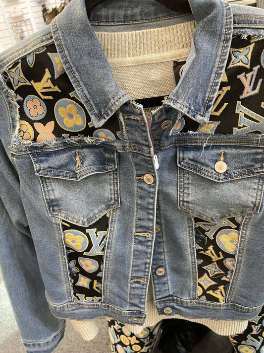 Denim jacket with fabric