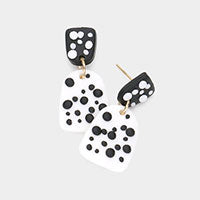 Black & White Abstract Clay Bubble Detail Link Dangle Earrings
