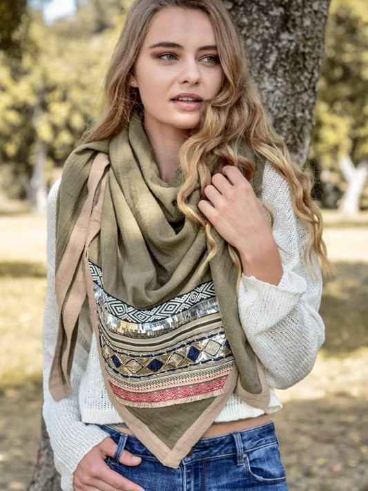 BOHO GYPSY GLAM SQUARE SCARF