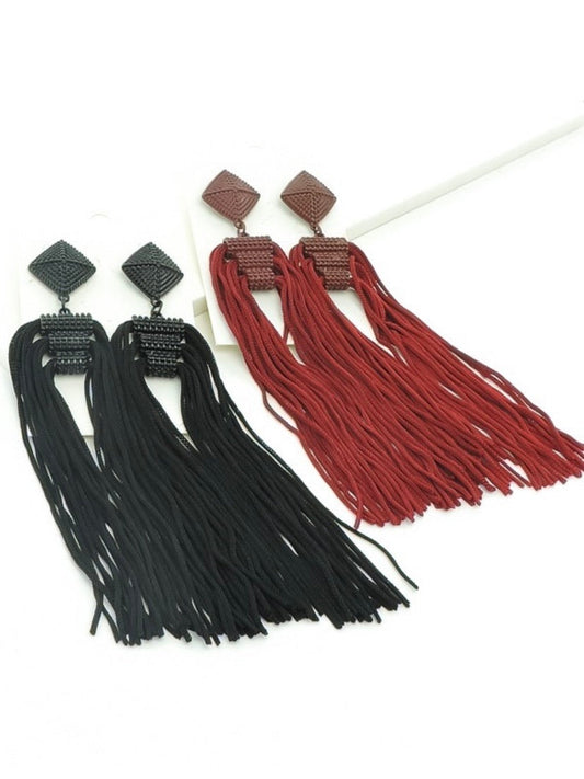 Tassel Drop Statement Earrings