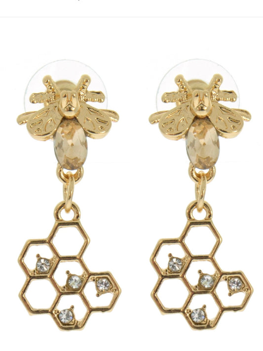 Bee Honeycomb Post Earrings