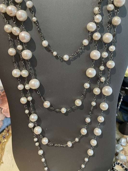 Pearl and diamond necklace