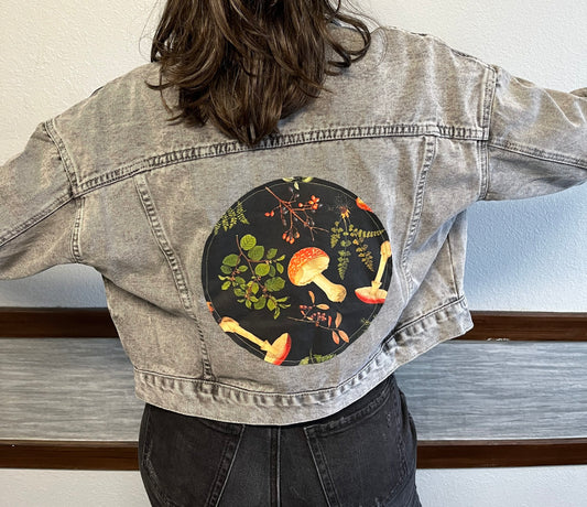 Jacket Denim Mushroom Design.