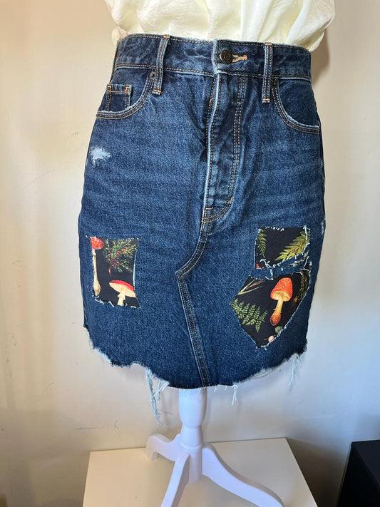 Mushroom denim skirt