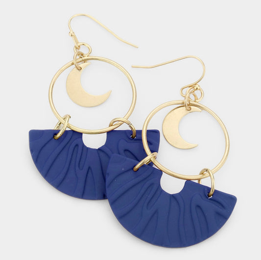 Crescent Moon Dangle. Earrings NAVY