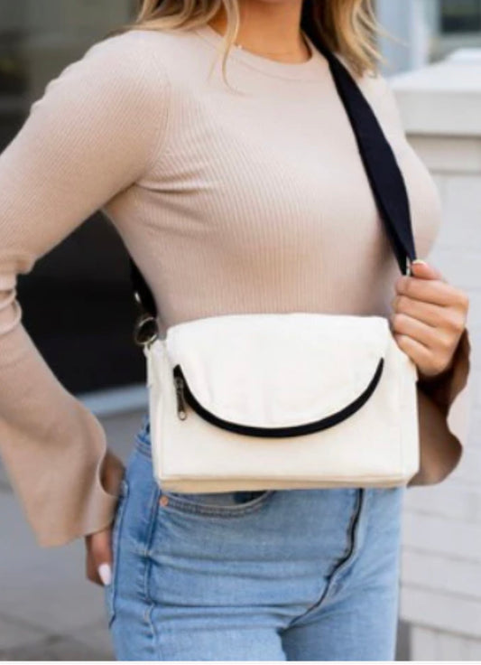 Cream Woven Crossbody