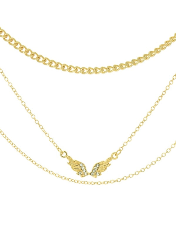 Angel Wings 3 Tier Necklace