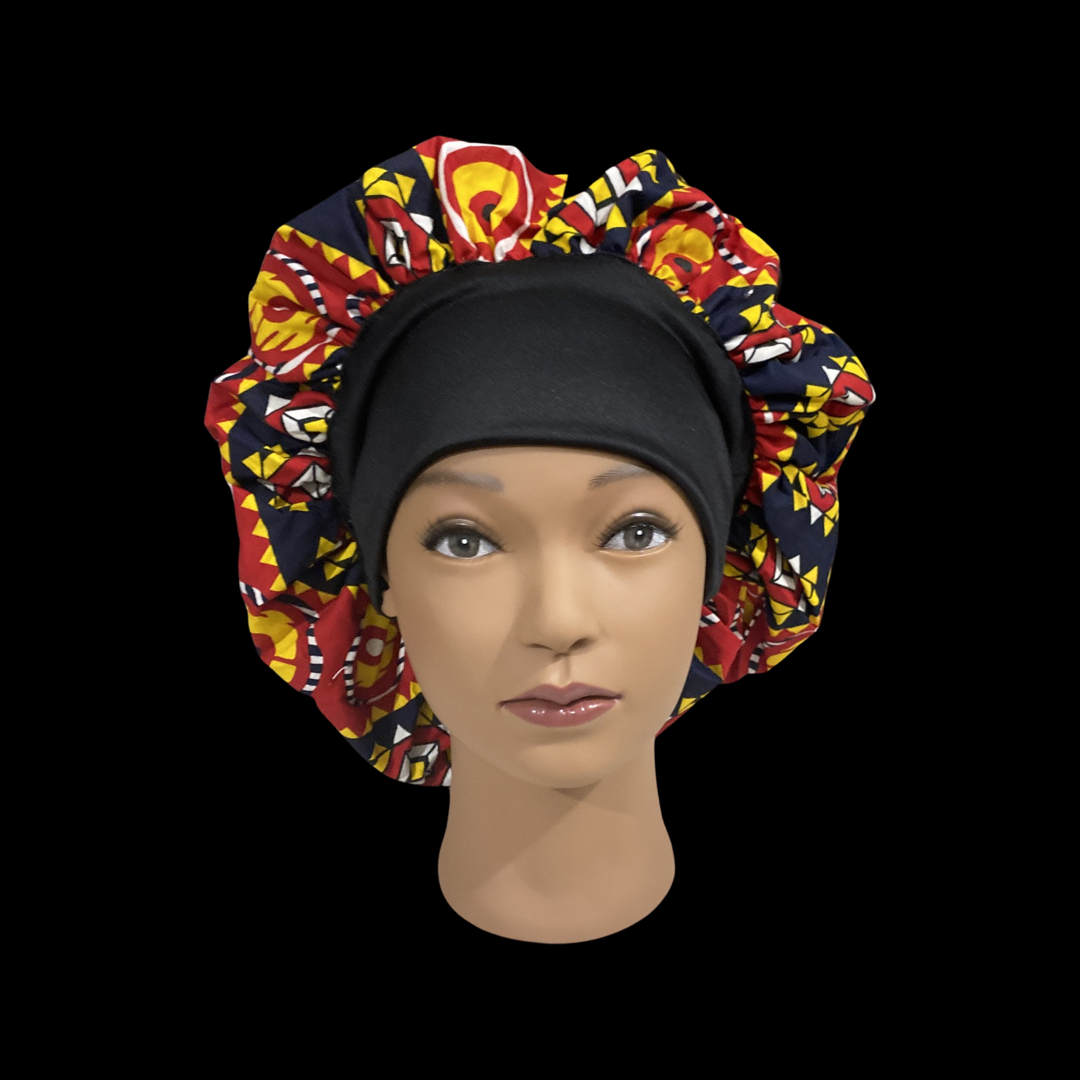 Multicolor African Print Bonnets with Head Bands