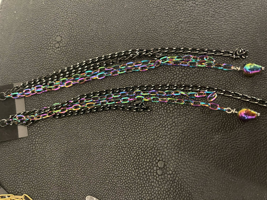 Rainbow Skull Chain Earrings