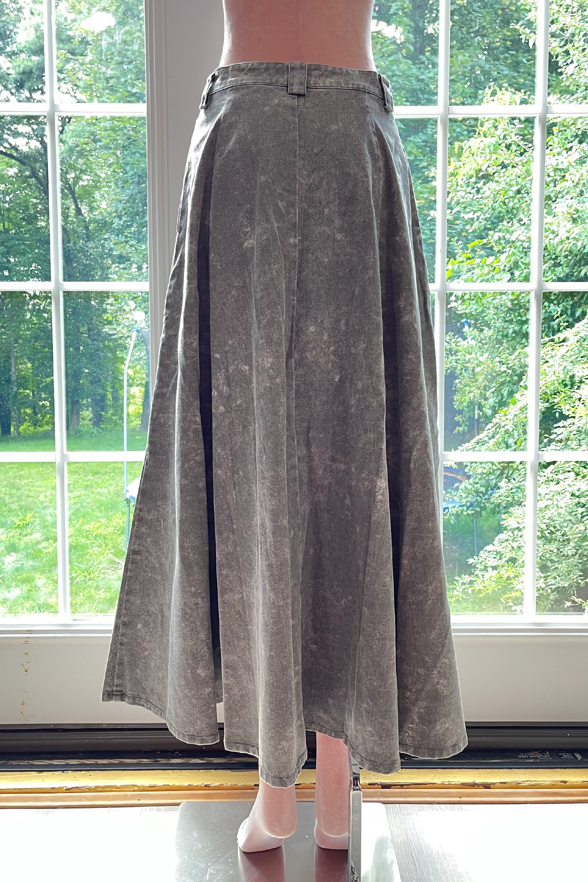 デニム・ジーパン BOHEMSEO : 25SS / KNEE SLIT 2WAY SKIRT JEANS (SNOW GRAY) JNGSA Women's Mini Denim Skirts Short Jean Skirt High Waist