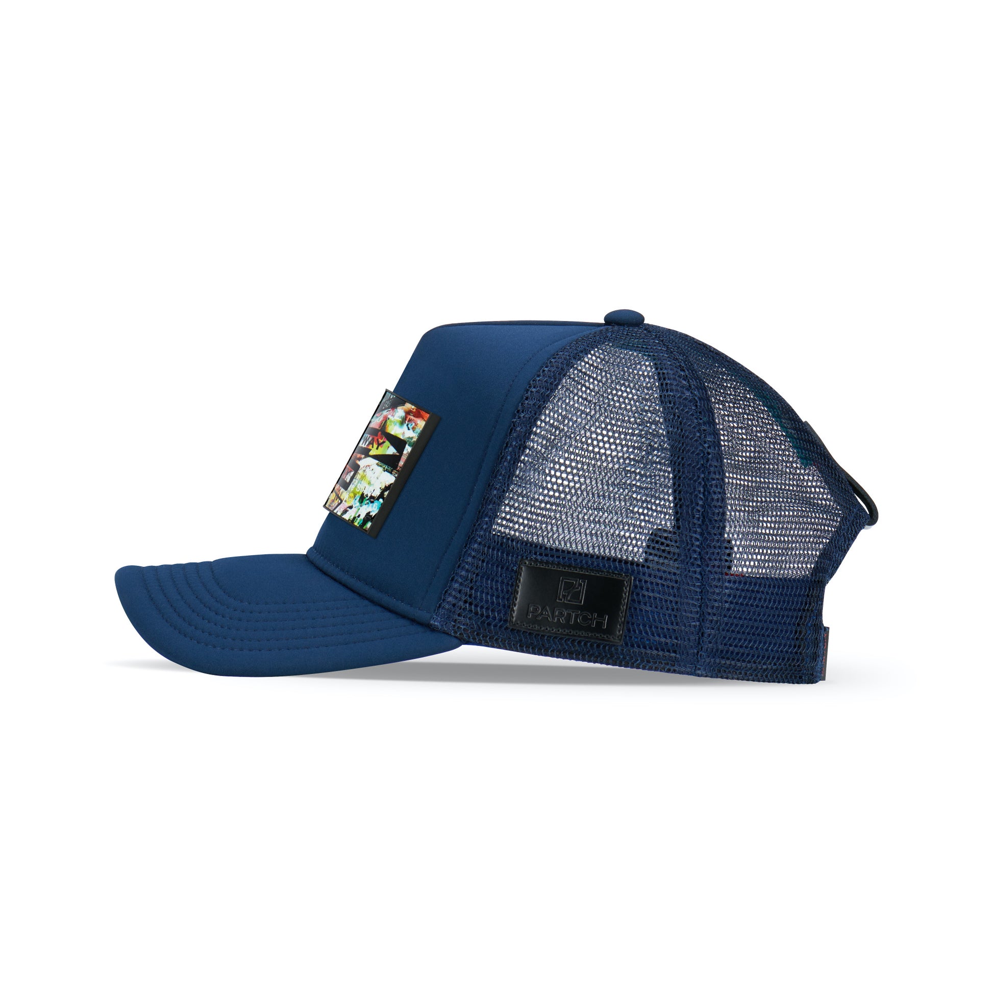 Partch Trucker hat Navy Blue with Art front Panel patch removable | Men’s and Women’s Collection