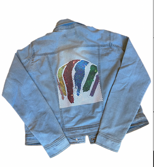 Custom Order: Rainbow Splash Denim Jacket