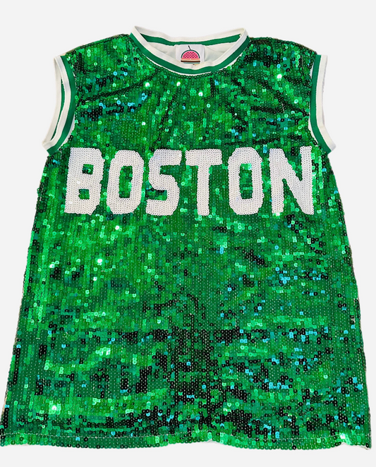 Green Sequin Boston Sleeveless Shirt