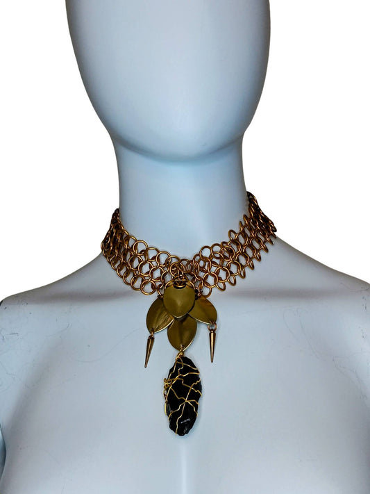 Obsidian Chainmaille Choker