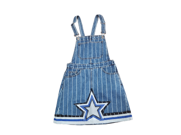 Pinstriped "Penny" Star Overall Dress