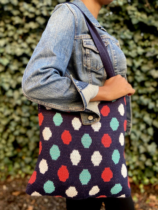 POLKA DOT KNIT TOTE BAG