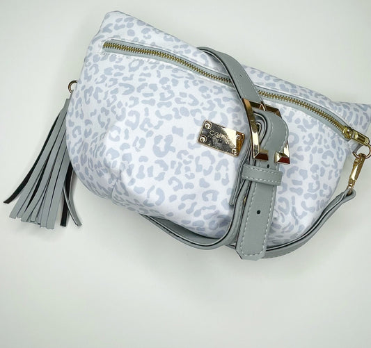 Grey animal print fanny pack