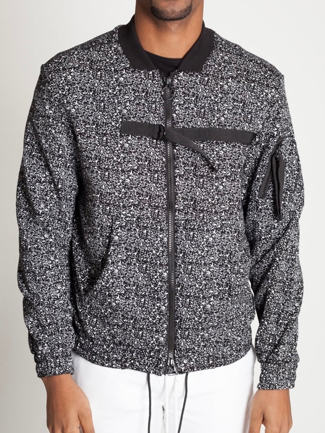 PRINTED TERRY BOMBER JACKET