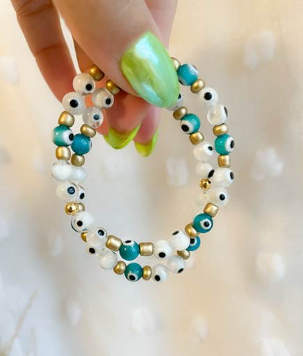 Turqoise & White Evil Eye Bracelet - KIDS