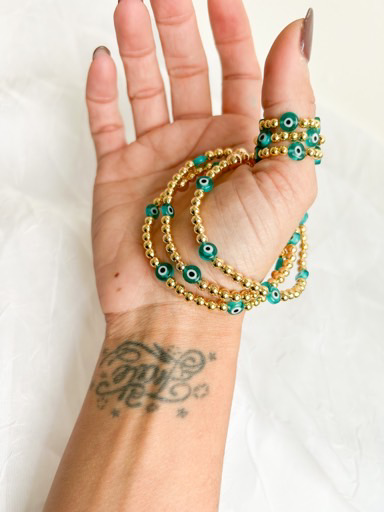 Gold Filled & Turqoise Evil Eye Bracelet