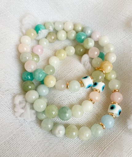 Morganite Evil Eye Bracelet