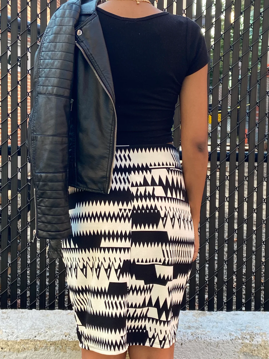 Geo Print Pencil Skirt