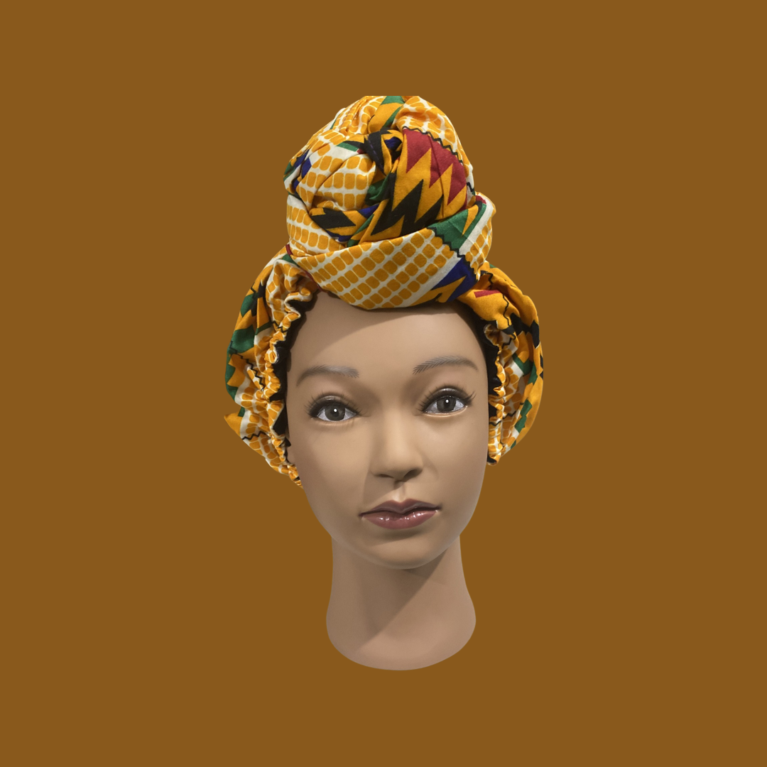Hand Made Satin Lined African Knotted Bonnet