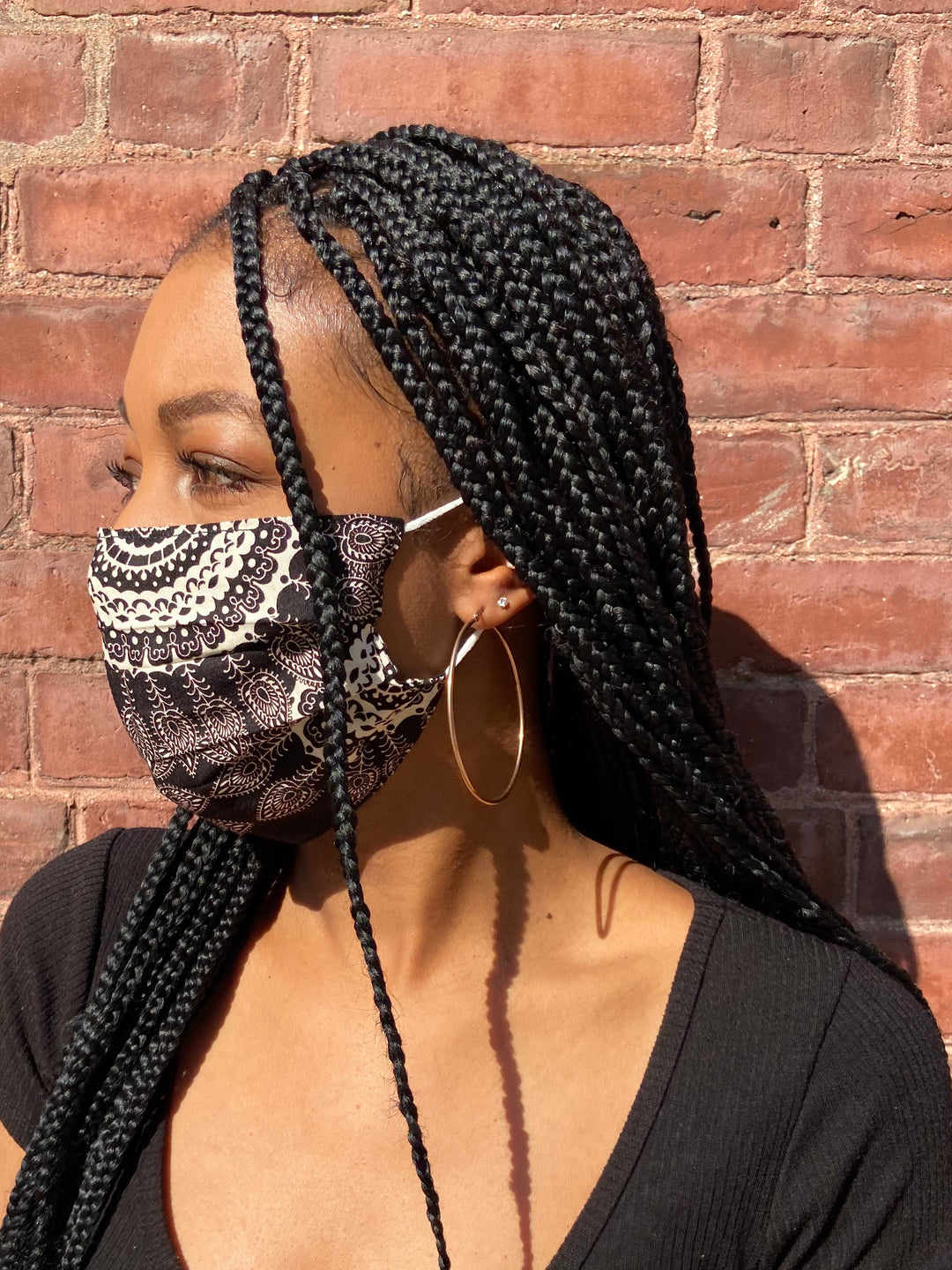 PLEATED PAISLEY PRINT FACE MASK