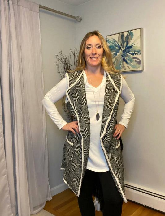 Herringbone Faux Fur Vest